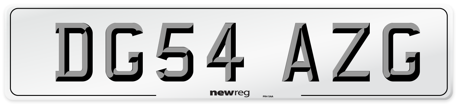 DG54 AZG Number Plate from New Reg